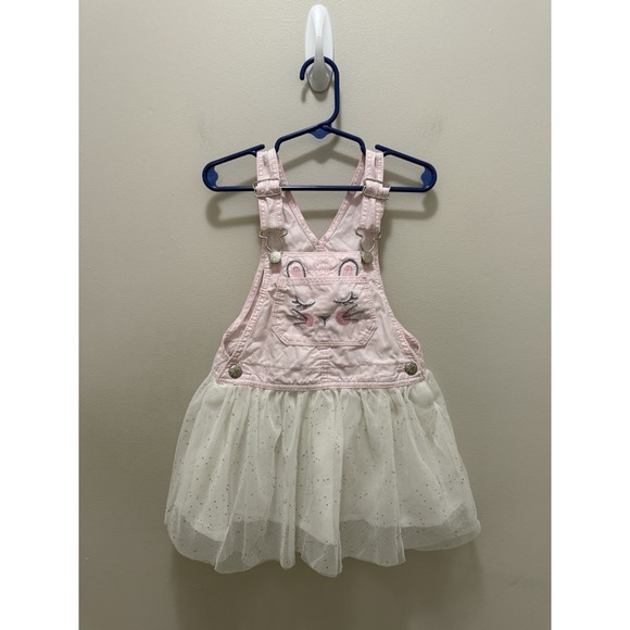 OshKosh B'gosh Toddler Girls' Pink Bunny Overall Tutu Dress – Size 3T - Picture 1 of 6